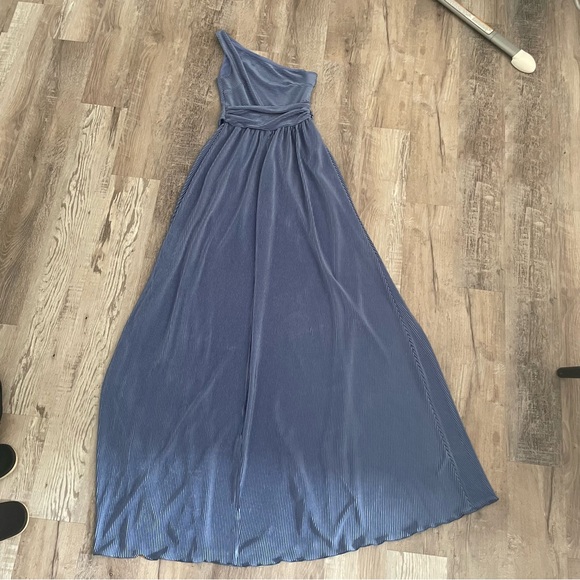 Lucy in the Sky Blue Asymmetrical One-Shoulder Gown - Picture 4 of 8